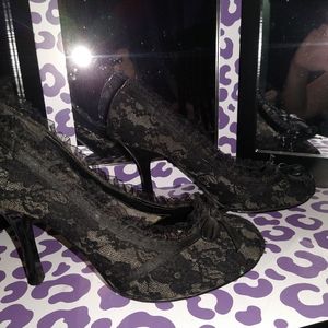 Wild Diva Black Lace Heels